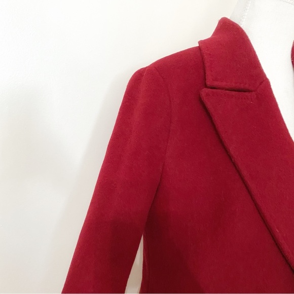 PAUL COSTELLOE BLACK LABEL RED WOOL BLEND DOUBLE BREASTED FELT PEAK LAPEL COAT - Picture 5 of 12